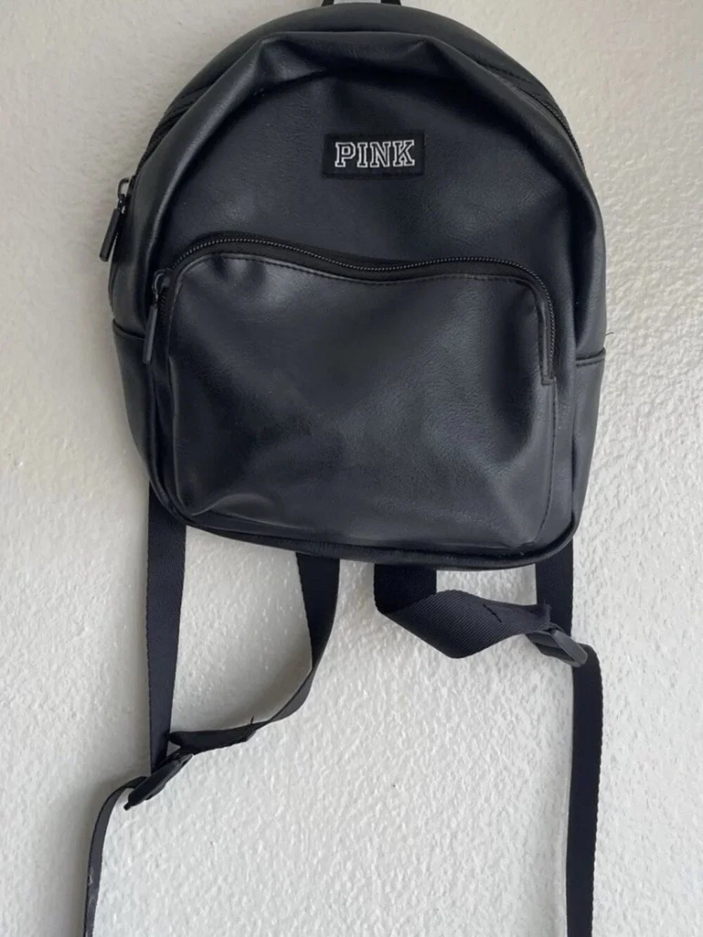 Victorias Secret PINK MINI Backpack Black Leather fashion travel school bag rare